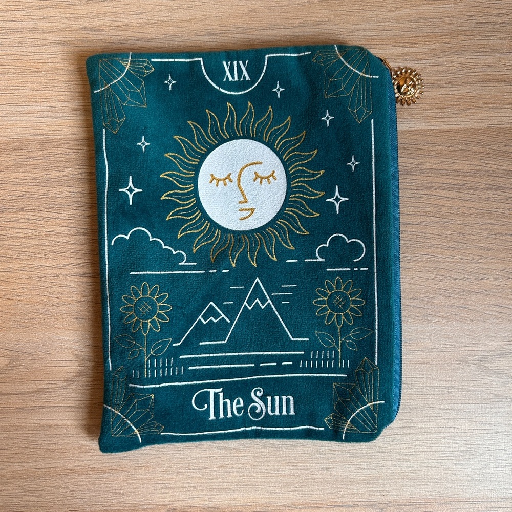 Teal Tarot Pouch with Sun Design